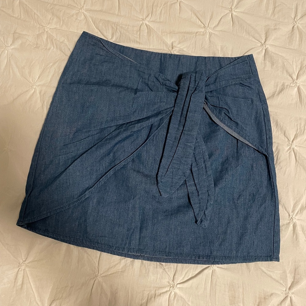 Wrap Blue Denim Skirt